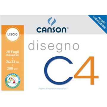 Blocco Canson C4 24x33 20ff Riquadrato Gr.200 100500451