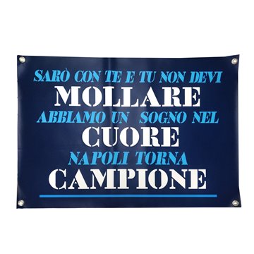 Banner In Pvc 70x100cm Non Mollare Mai Forza Napoli Con 4 Occhielli