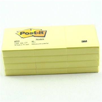 Post-it Notes Giallo 12 Blocchetti 38 Mm X 51 Mm 653 10574