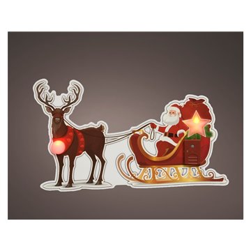 Decorazione Per Finestre A Led Babbo Natale Con Renna 0,50x35x26cm