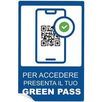 Adesivo A4 Ingresso Green Pass Logo Per Locali, Negozi E Ristoranti